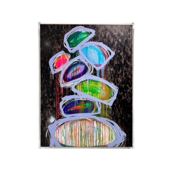 "Just Outside of Aspen" Original Abstract Cairn Painting - Contemporary Mixed Media Art 40x30" Custom Framed