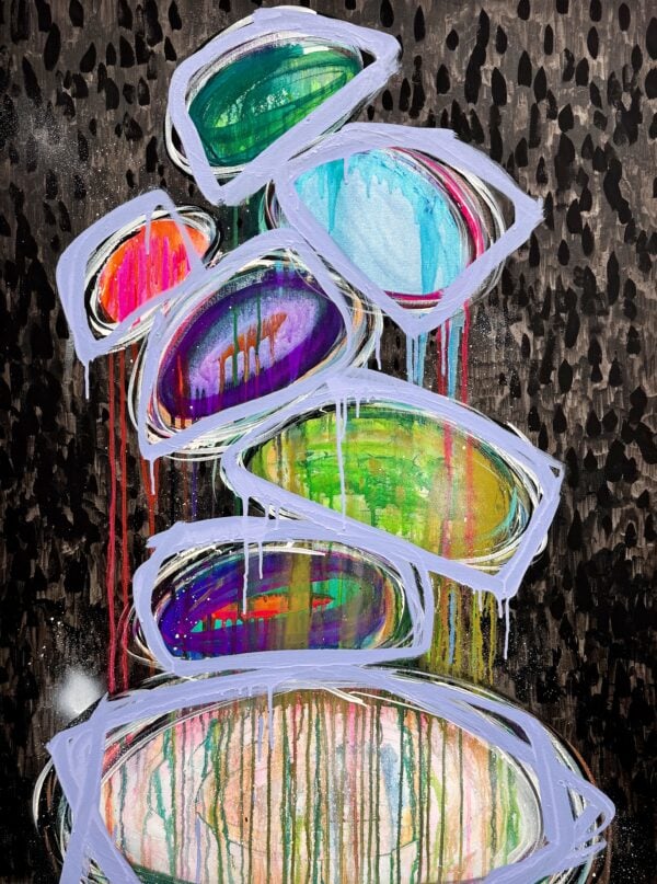 "Just Outside of Aspen" Original Abstract Cairn Painting - Contemporary Mixed Media Art 40x30" Custom Framed - Image 3